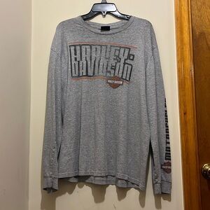 HARLEY DAVIDSON Gray Long Sleeved T Shirt Unisex Size Large